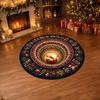 Kerstfeest Woondecoratie Ronde Kerst 3D Vloerkleed, Optische Illusie Vloerkleed Kerstman Kabouter Gewatteerd-achtig Comfortabel Blote Voeten Vloermat Antislip