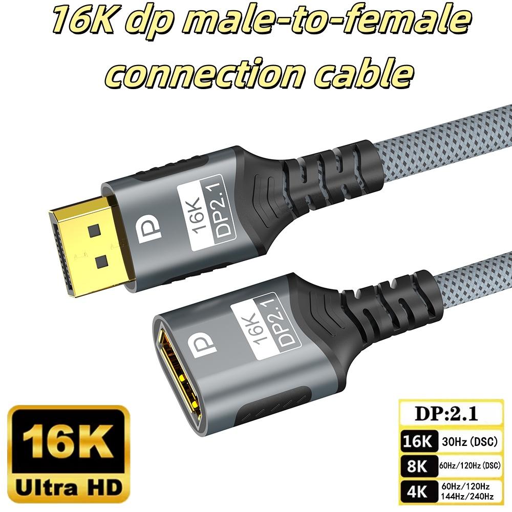 

16K DisplayPort Male to Female Extension Cable DP 2.1 to DisplayPort 54Gbps 16K@30Hz 8K@60Hz For PC TV Laptop Monitor Projector 1M