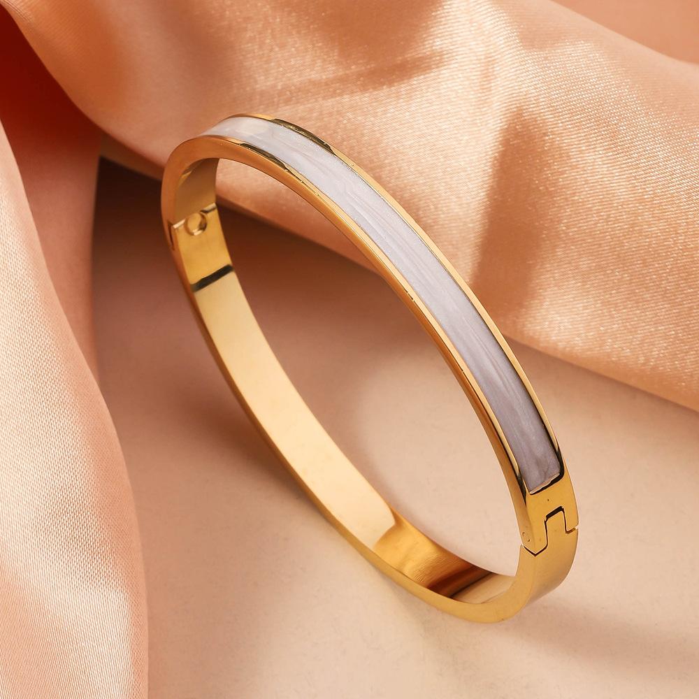 Colored Drip Oil Stainless Steel Bracelets Women Fashion Jewelry Set Accessory