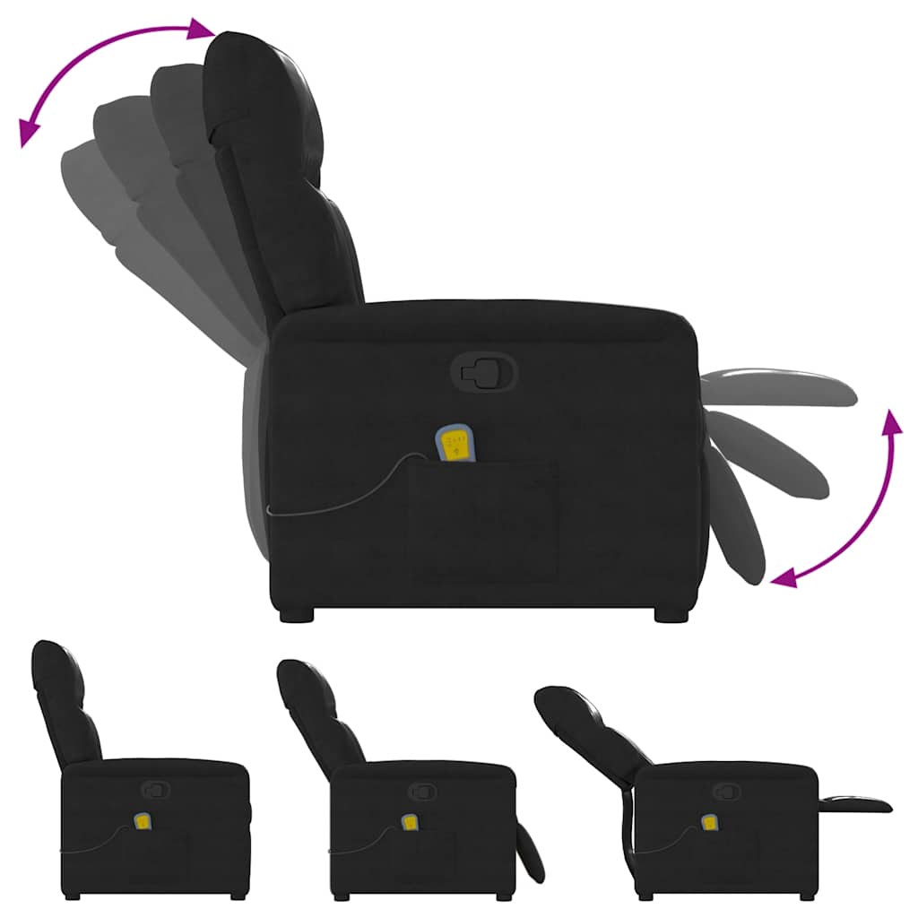 Vidaxl Foldable Massage Armchair, Black, Upholstered with Microfiber