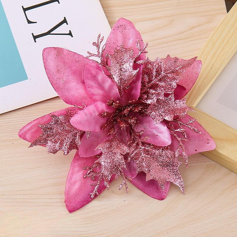 5 buc 14.5cm Sclipici Artificial Crăciun Flori Mreey Decorație Pom de Crăciun Ornamente An Nou Fericit Xmas Flori Artificiale natal