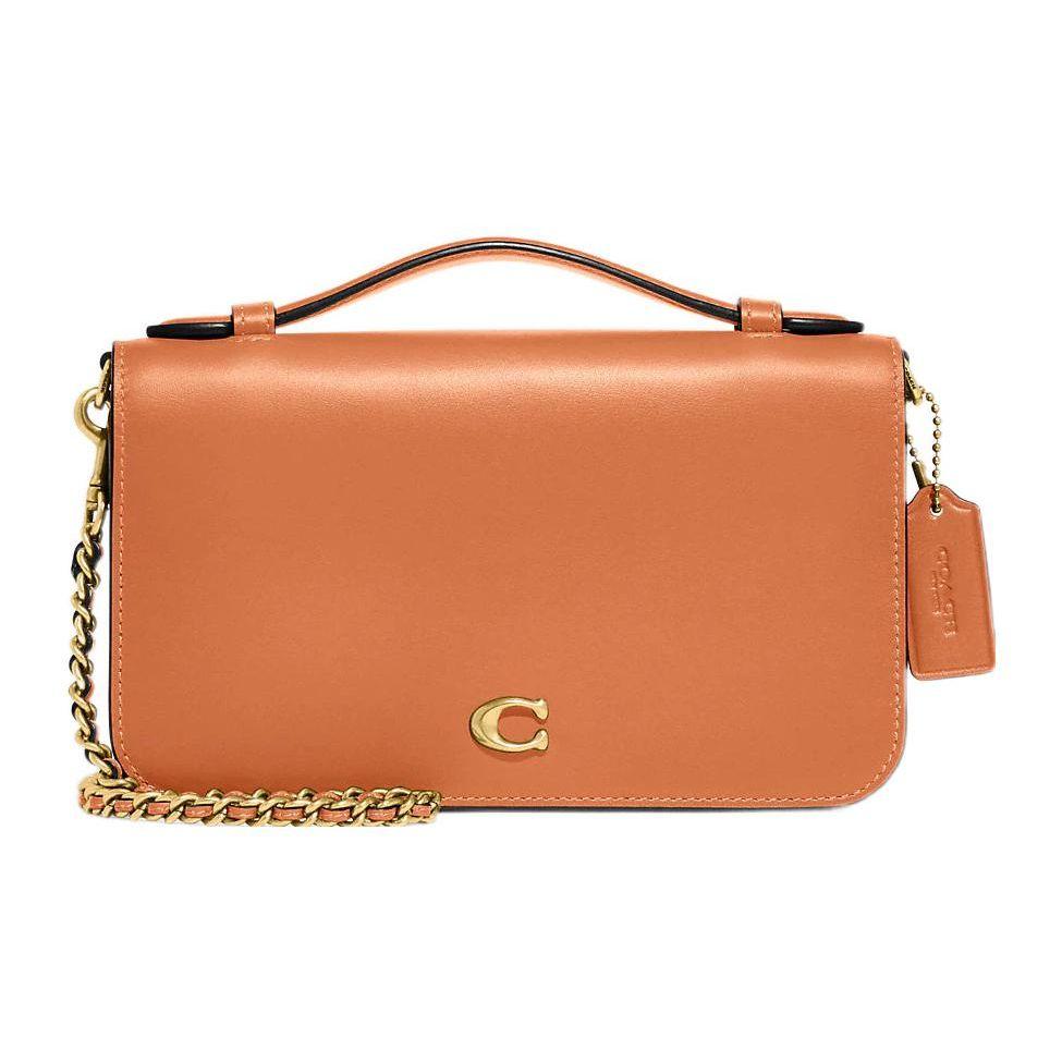 

Coach Bea 20 Gold Logo Embossed Nameplate Flap Zip Leather Envelope Bag Women Shoulder Bag Orange CH802-B4UC8 Basic Set (Bag+Dust Bag)