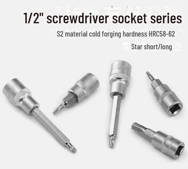 YATO 1/2" Star Screwdriver Socket Set, Chrome Vanadium Steel, S2 Head
