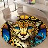 1PCCheetah StainedGlass Office Round Area Rug,  Mat Suitable For Office, Under Office Chairs Bedroom Living Room Home Decor, Room Deco