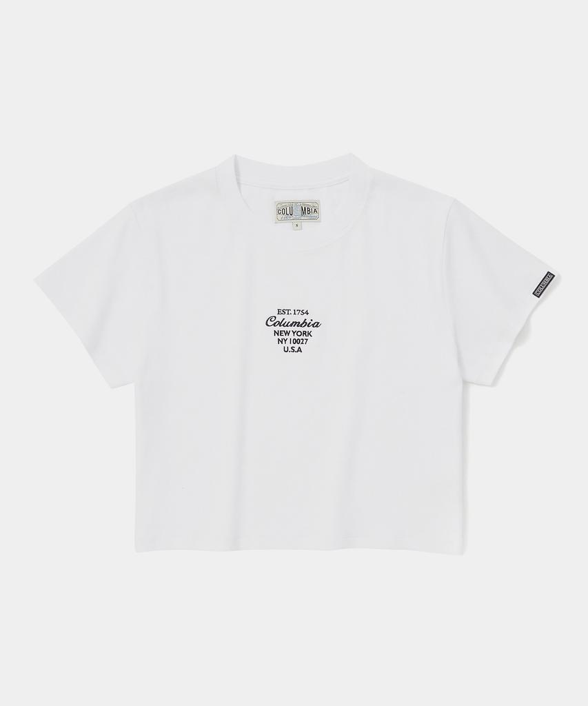 COLUMBIA UNIVERSITY Cu Big Script Women Crop S/S T-Shirts White