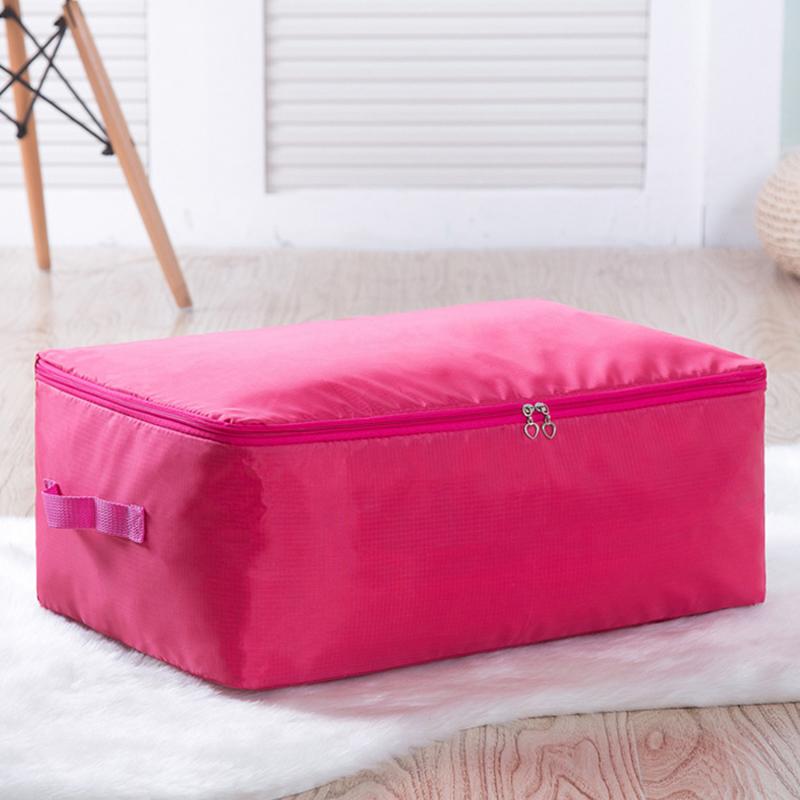 

Travel Bedroom Storage Bag Solid Color Waterproof Moisture Resistant Quilt Clothes Oxford Cloth Storage Bag Quilt Duffel Handbag medium size ярко-розовый