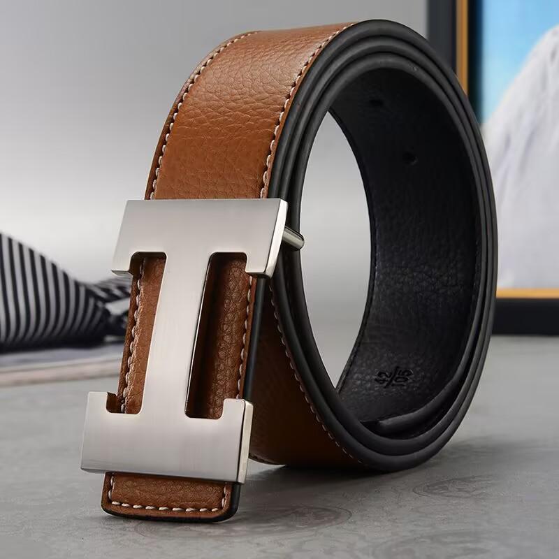 Klassieke Herenleren Riem, Business Casual Tailleband, Letter Trendy Mode Veelzijdige Gesp Riem, Vakantiecadeau