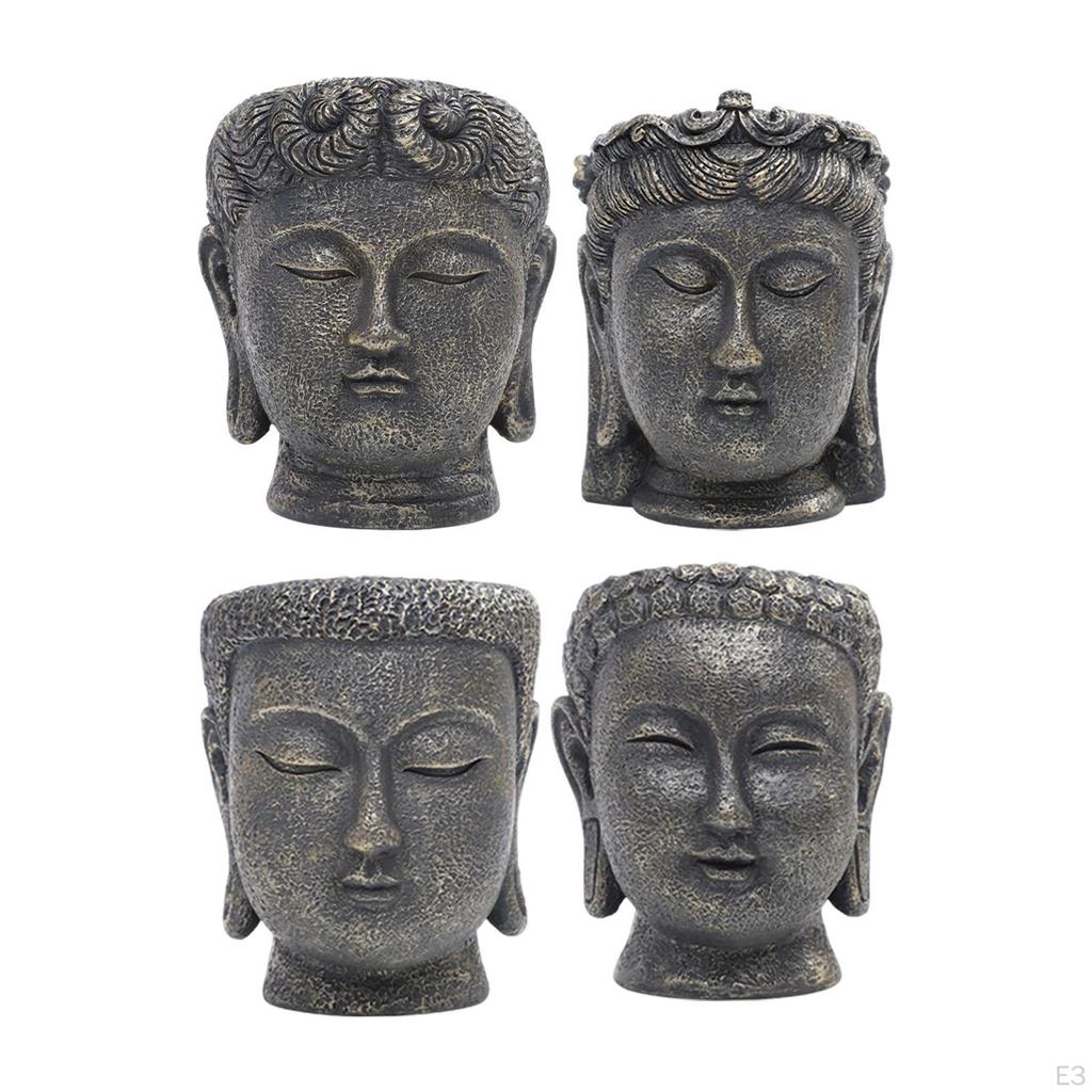 Buddha Head Planter Flower Container Figurine Crafts Pot Plant for Living Room