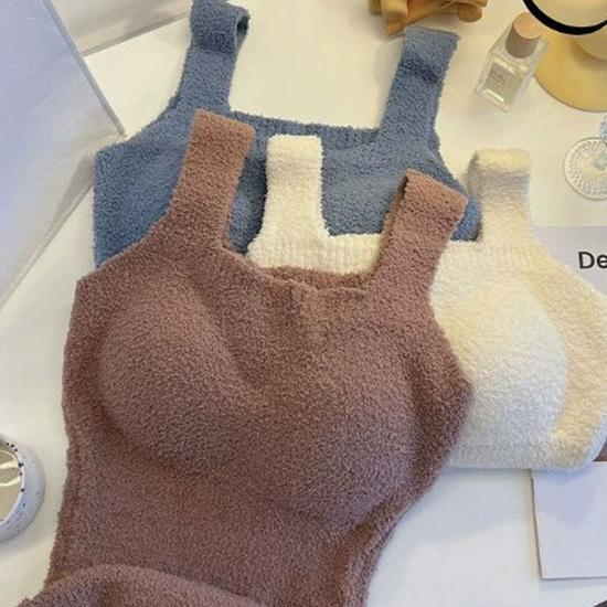 Women's Lambswool Slimming Vest: Warm Fleece-Lined Underwear with Chest Pads for Autumn/Winter