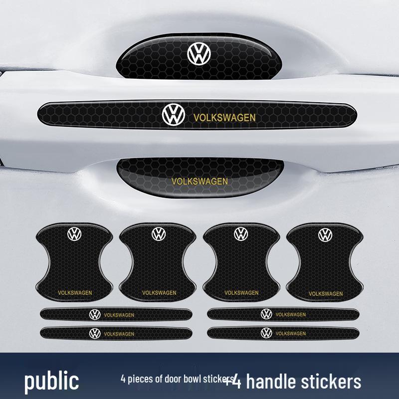 Black Reflective Rhombus Car Door Handle Protector: Anti-collision, Anti-scratch, Wear-resistant Sticker