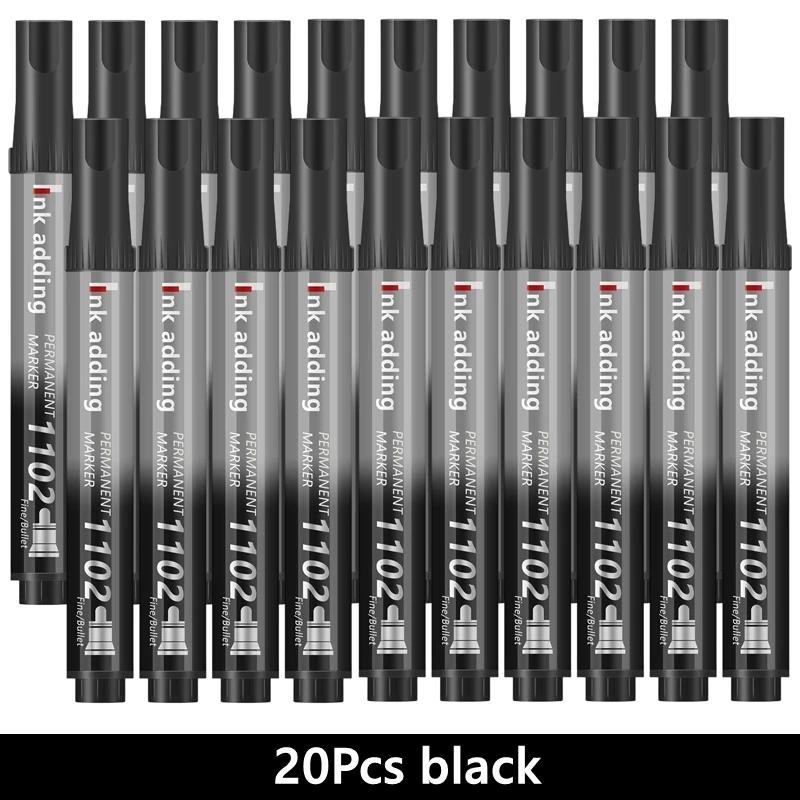 3-100 Pcs/Set Permanent Marker Pen Fine Point Waterproof Ink Thin Nib Crude Nib Black Blue Red Ink 2-3mm Fine Color Marker Pens