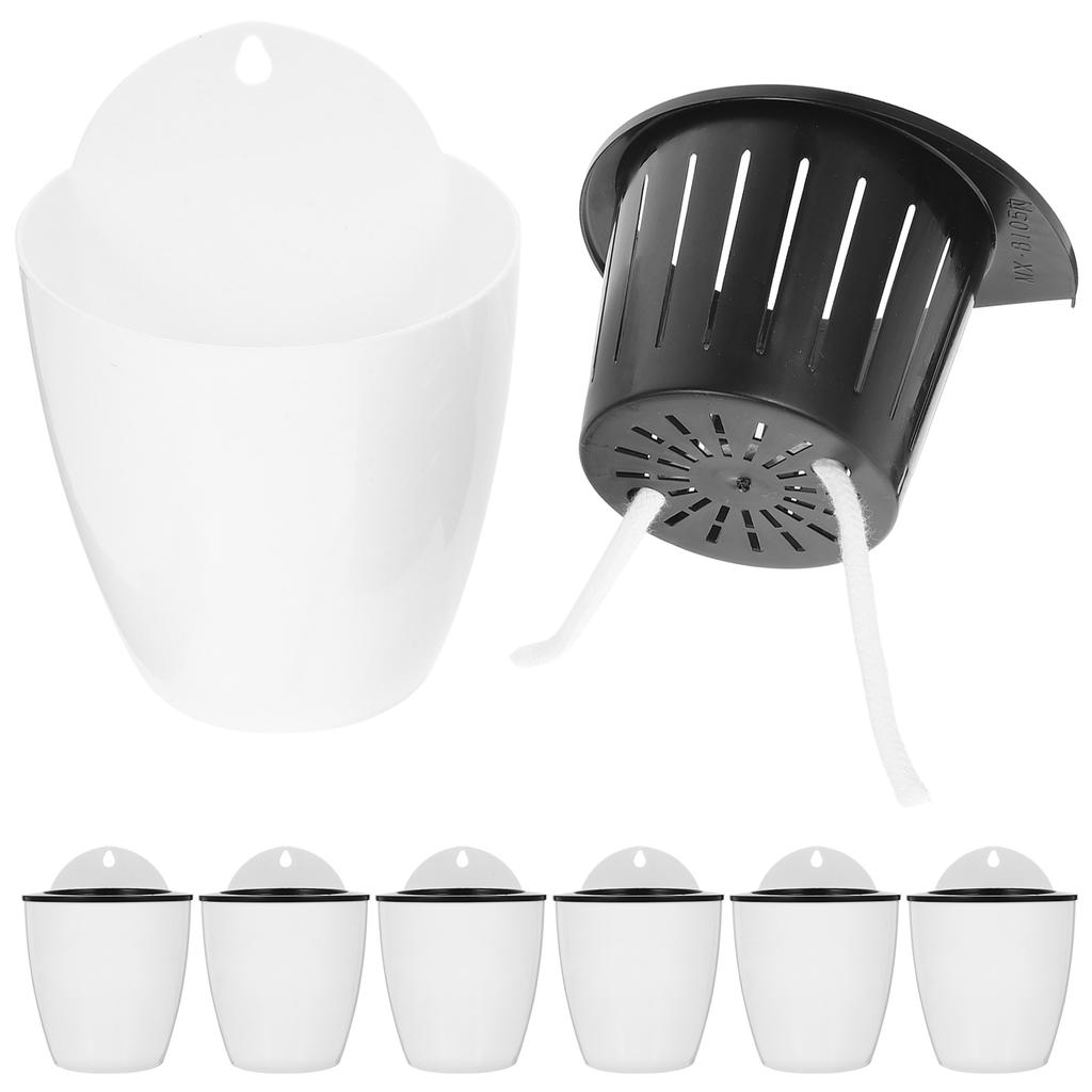 7 Pcs Wall mounted Self Watering Plastic Flowerpot Pots Planters For Outdoor Plants Container Round Flower Pot Succulents Herbs