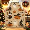 1pc Fun Halloween 2D Printed Polyester Apron with Adjustable Waistband, Size 20.47 X 28.74 Inches (52Cm X 73Cm), Featuring Cute Non-Scary Cartoon Witc