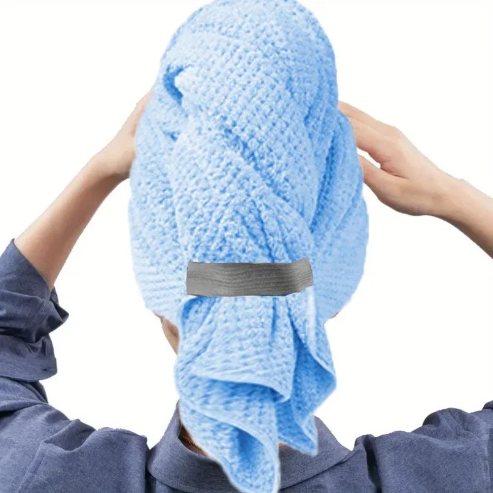 Toalha de cabelo em microfibra extra grande ultra absorvente com fecho de elástico, toalha de cabelo de secagem rápida tipo turbante