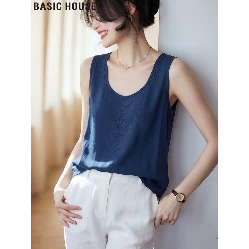 Basic House Women s Pleated Sleeveless Camisole Top One Size