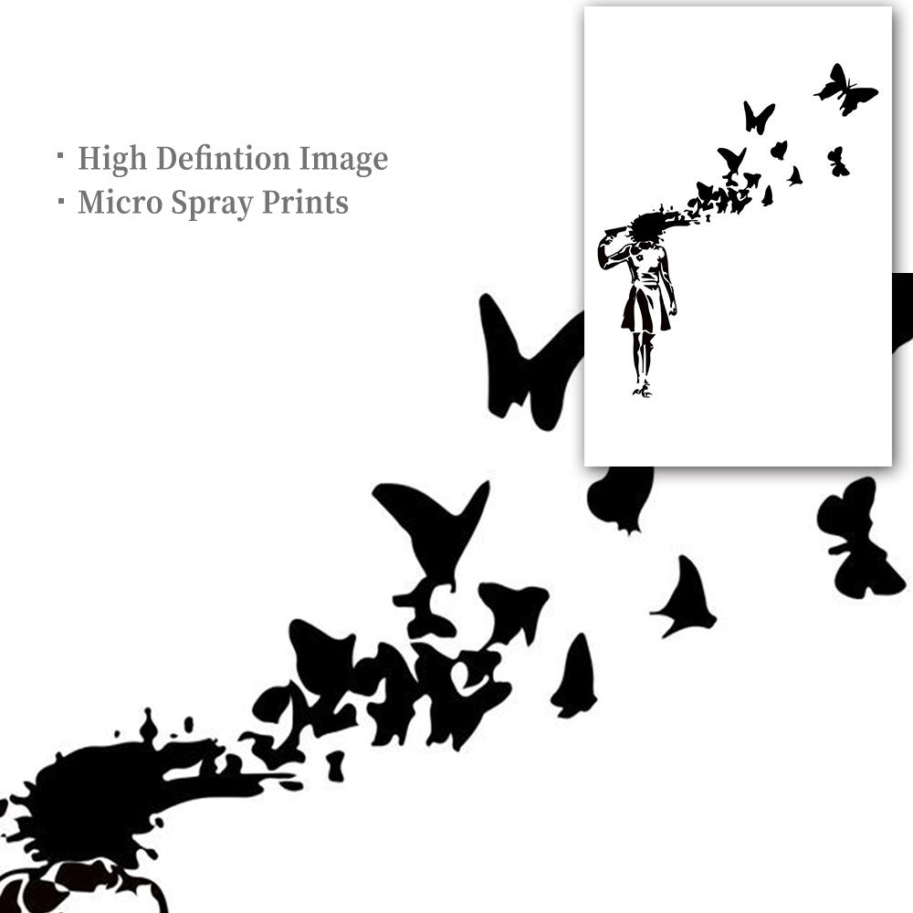 Street Graffiti Art Banksy Butterfly Girl Heart Poster Oil Painting Modern Thinker Living Room