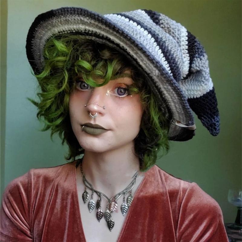 Skin-friendly Knit Witch Hats Handmade for Halloween Diy Hair Accessories Crafts Halloween Carnival Party Supplies