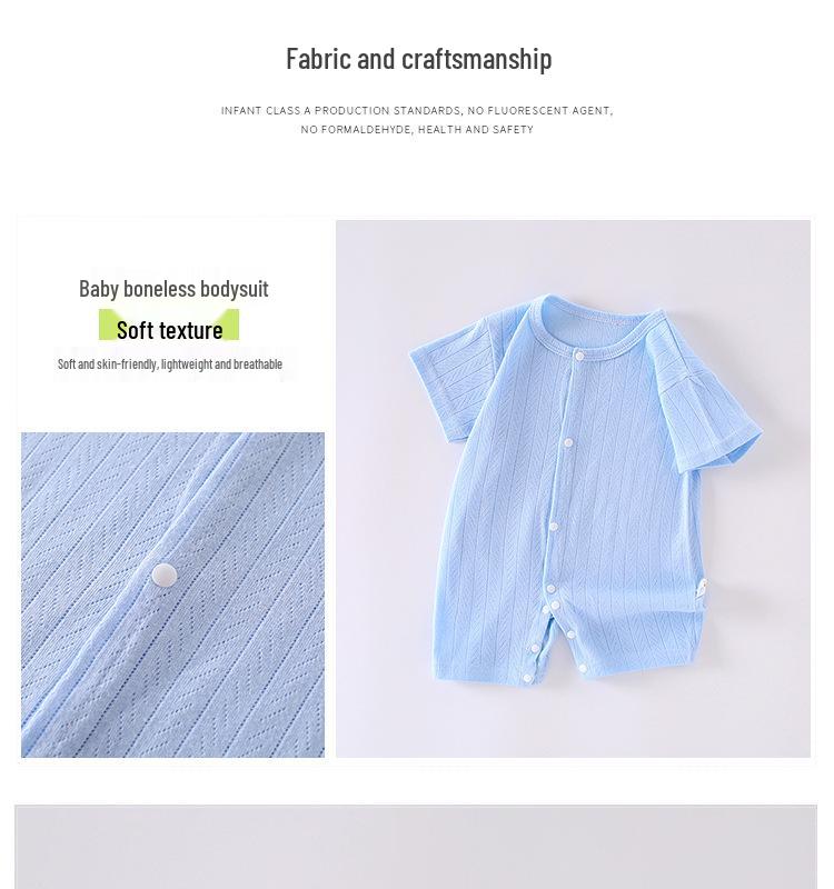 Newborn Summer Mesh Jacquard Cotton Romper - Breathable Class A One-Piece Suit