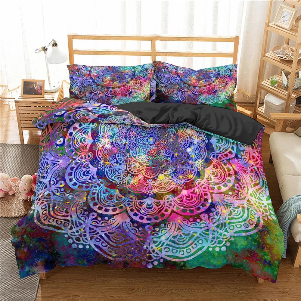 Mandala Bed Cover Set 228x228 Home Textile Bedding Set High Quality Luxury Bedroom Set Ropa De Cama King Size 100% Bamboo Fiber