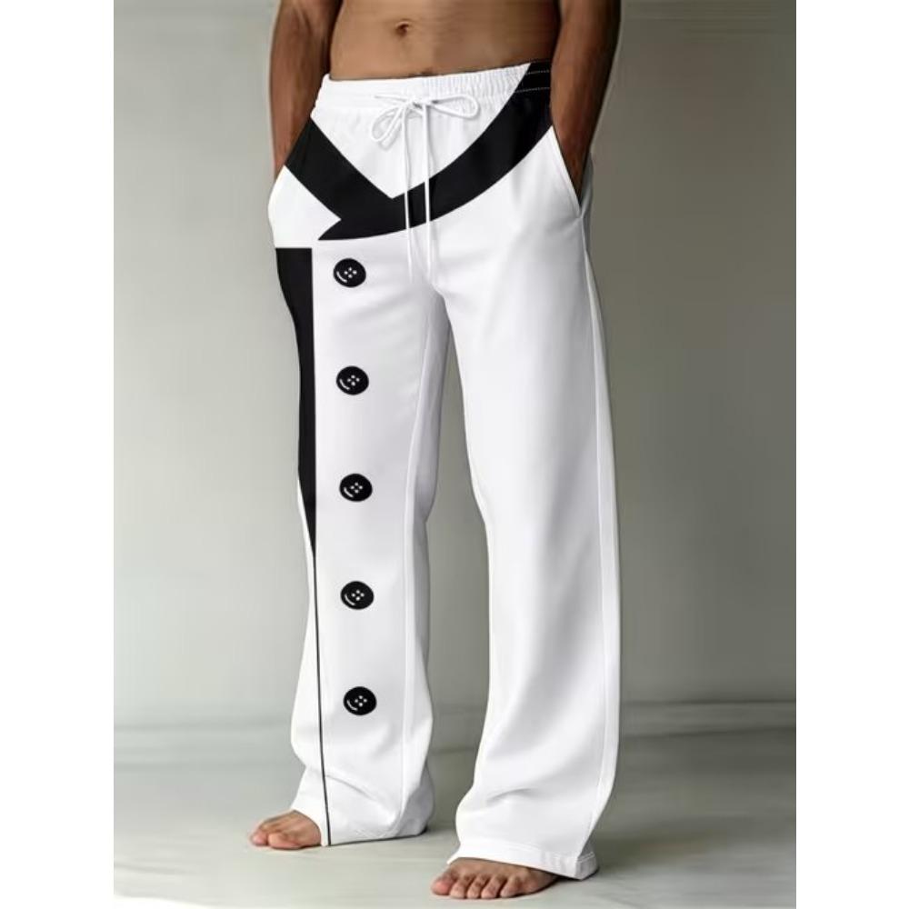 Men's 3D Simple Pattern Printed Baggy Casual Trousers,  Elastic Drawstring Waist with Pockets, for Spring Summer Home Outdoor Vacation