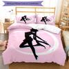 3-teiliges Bettwäscheset mit Sailor Moon Muster, Bettbezug-Set enthält Bettbezug & Kissenbezüge, perfekte Ganzjahres-Schlafzimmerdekoration & Geschenk