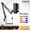 Wireless USB Condenser Microphone with Colorful Lights for Streaming, Recording, and Gaming
