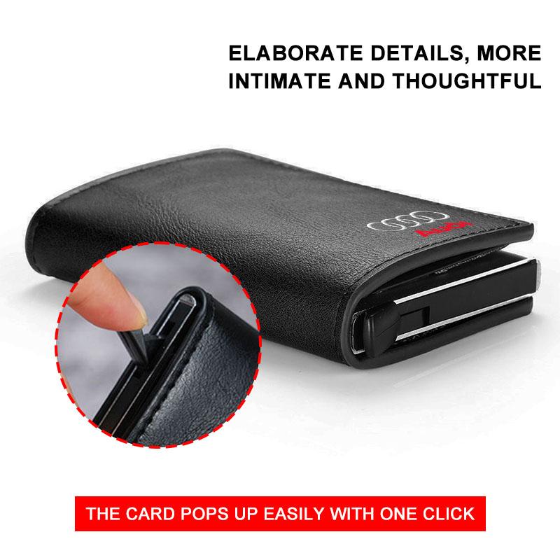 1Pcs ID Credit Card Holder Mini RFID Wallet Automatic Pop up Bank Card Case For Audi C7 C6 C5 B5 B6 B7 B8 B9 D3 Q3 Q5 Q7 TT A1 A3 A4 A5