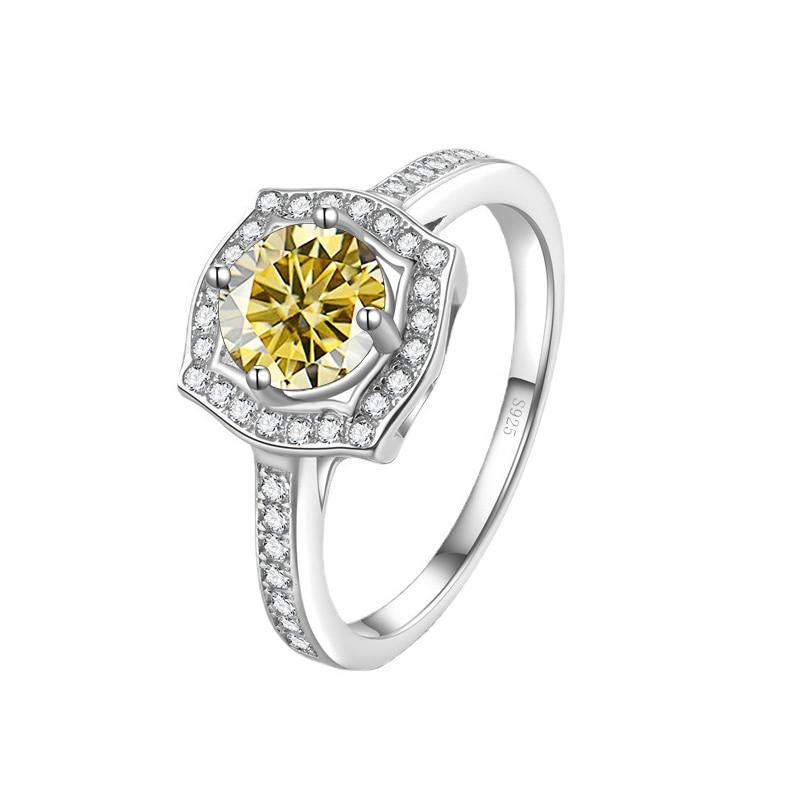 BagueRingen Trendy Sterling Silver S925 Wedding Ring 2ct D-COLOR Moissanite Jewelry For Women GRA Certificate