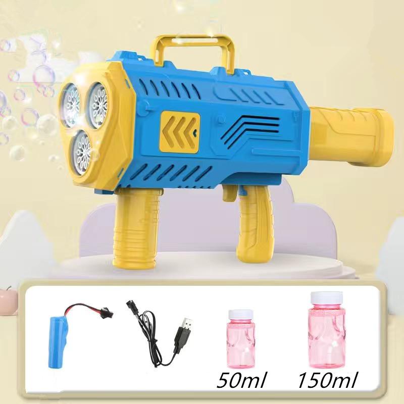 N-Delikli Roket Elektrikli Işıklı Baloncuk Tabancası Çocuklar İçin Otomatik Baloncuk Makinesi Üfleyici Sabun Köpükleri Çocuklar Açık Hava Oyuncak Parti İçin