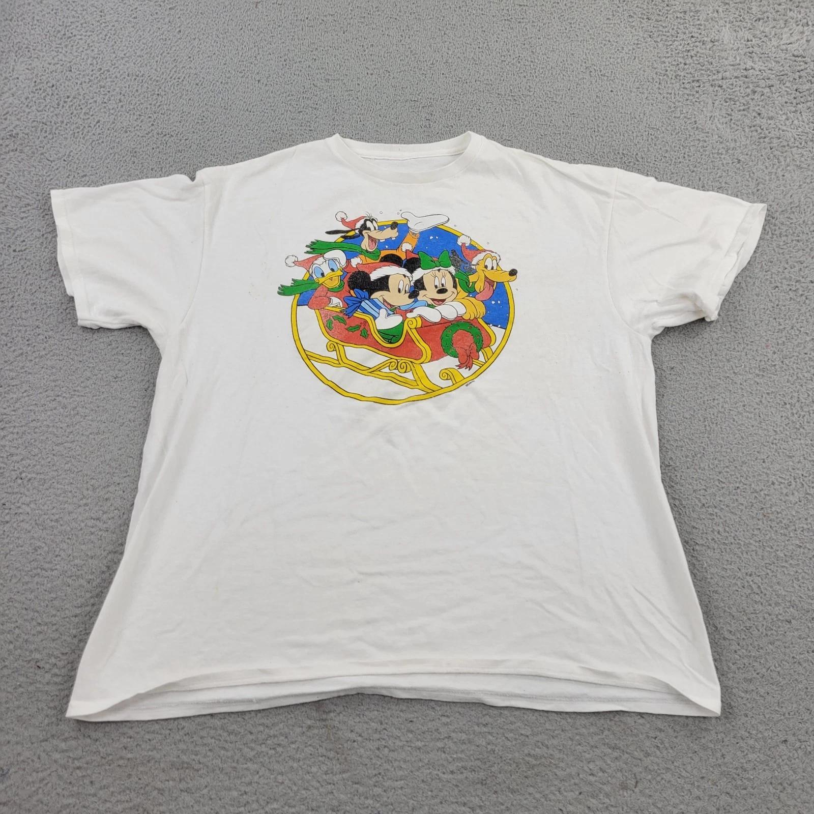 Mickey & Friends Christmas Shirt Mens XL Sleigh Holidays 90s VTG Graphic 4XL