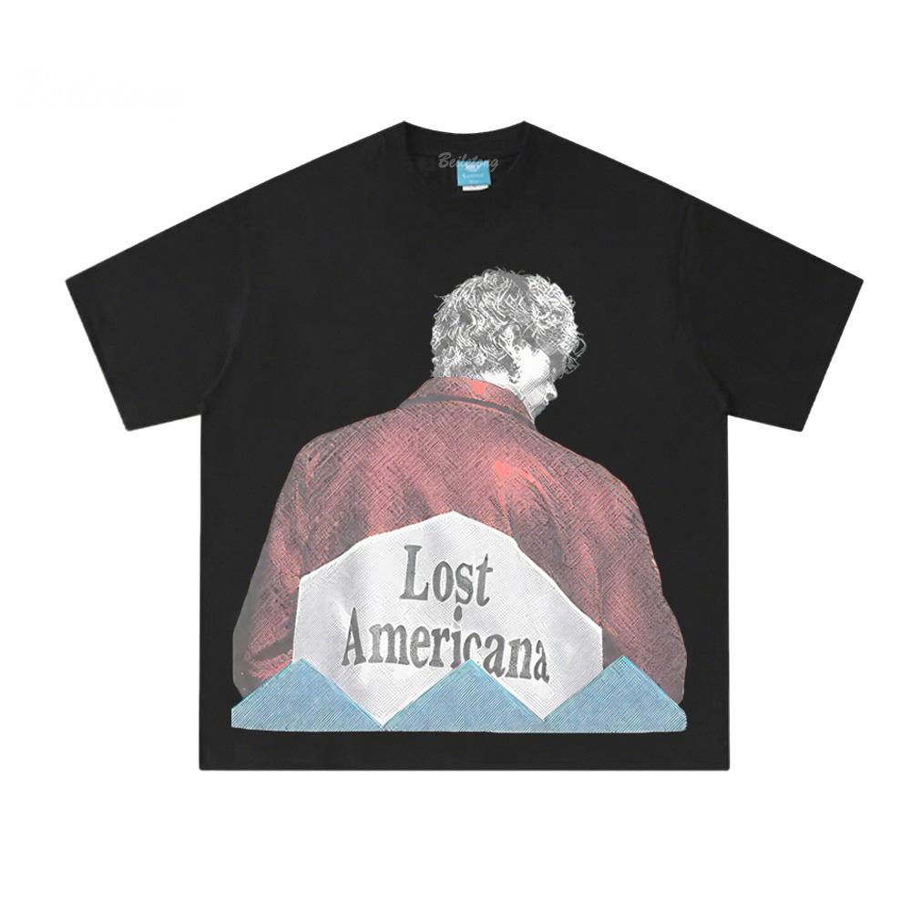 

потерянный американский фото футболка хлопок хип-хоп футболки рукав мужской принт панк mgk футболка готическая уличная одежда графическая печать топы XS чёрный