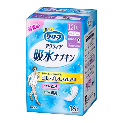 

Relief Active Absorbent Pads, Heavy Flow (120cc), 16 Pads, 29cm [For Women with Mild Incontinence]