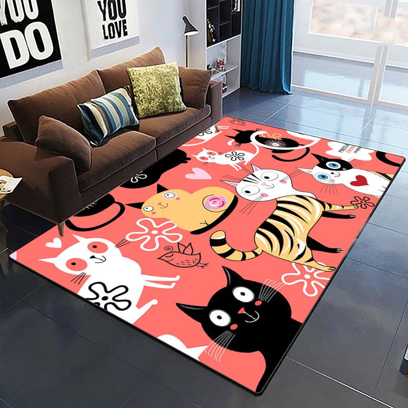 Cute Cat Carpet Yoga Living Room Children's Crawling Mat Picnic Mat Kawaii Rug Doormat Area Rug Games Area Washroom Floor Mat