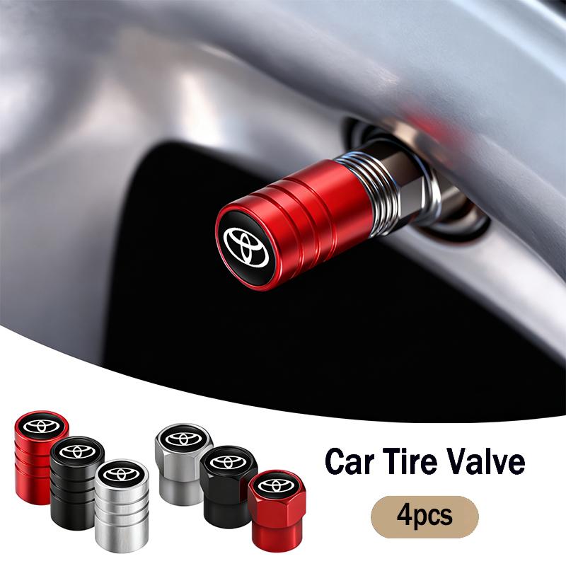 4Pcs Car Tire Valve caps Emblem metal Cap Case Accessories For Toyota GR Corolla Yaris Aygo Prius RAV4 Crown CHR Camry Auris TRD