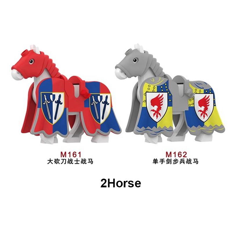 Military Building Blocks Medieval Solider Knights Equipments Mount War-Horse Wolf Flag Vests Shields Fiery Dragon Mini Brick Toy