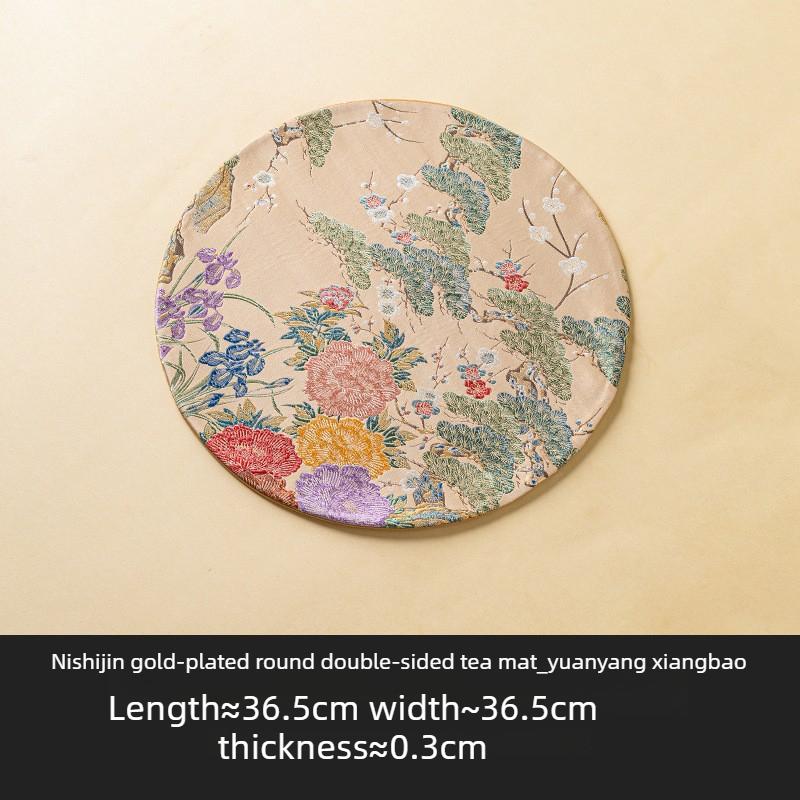 Nishijin Gold Brocade Double Side Tea Mat Waterproof Tea Table Cloth Pot Mat Chinese Style Tea Accessories for Tea Ceremony
