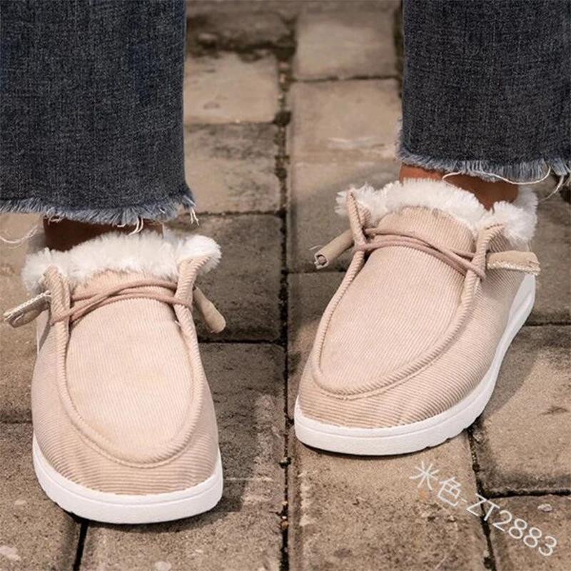 Winter New Large Thick Bottom Plush Fur Snow Boots Warm Cotton Shoes Women's Casual Lace Up Canvas Shoes Keep Warm