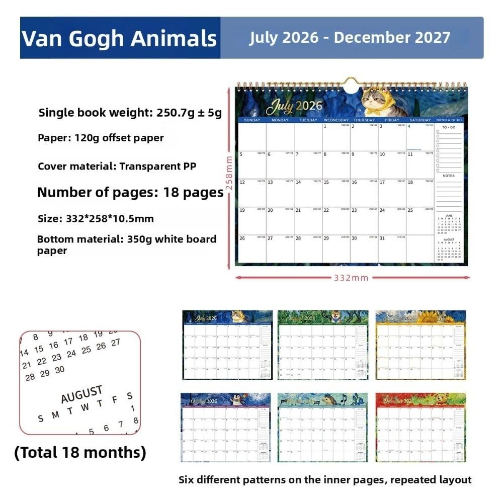 Dual Coil Design 18-Month Calendar Easy Organizing Office Calendar New Wall Calendar  Home Use