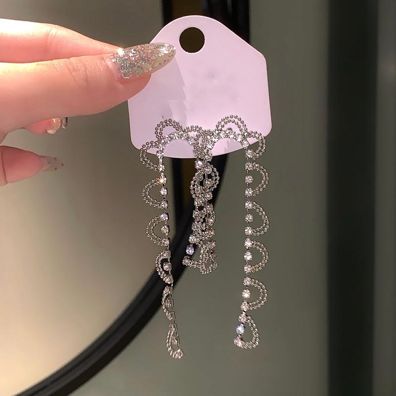 

Серьги с бриллиантовым кружевом и бахромой, нишевые, легкая роскошь, высококлассные, универсальные, модные, с темпераментом, женские