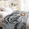 Animal Print Flannel Throw Blanket Black And White Zebra Leopard Snake Pattern Warm Blanket For Living Room Sofa Bed Decor