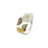 925 Sterling Silver Jewelry White Jade Plum Blossom Flower Finger Rings for Women Wedding Party Jewelry For Girls Friend Gift