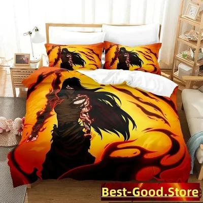 Anime Bleach Kurosaki Ichigo Sängkläder Set Tryckt Sängset Med Örngott Påslakan Mjuk Queen King Size Sängkläder Hem
