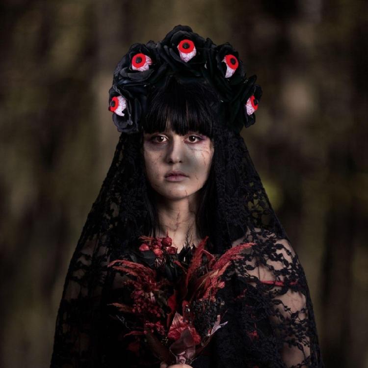 Dark Flower Eyeball Witch Headwear Halloween Party Gothic Eyeball Headband