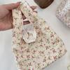 Cute floral handheld canvas bag, office miscellaneous items, small handbag, summer handbag, women's wrist bag