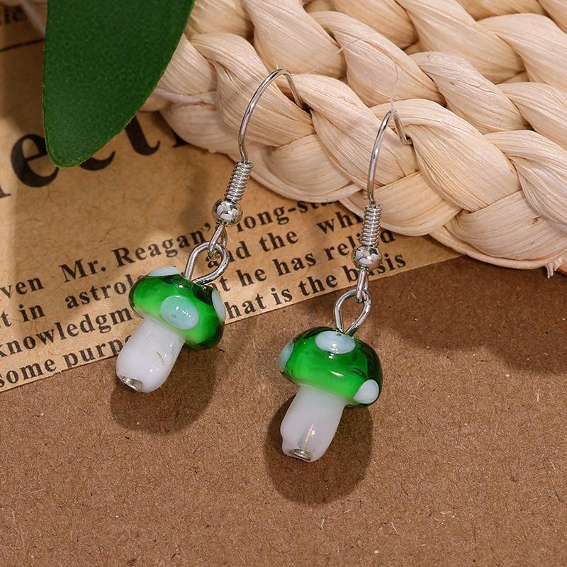 European and American three-dimensional sweet little mushroom earrings cartoon cute simulation food play creative versatile multi-color earrings