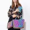 3pcs/set PU Geometric Luminous Shoulder Bag Crossbody Bag for Women Holographic Reflective Bag Set