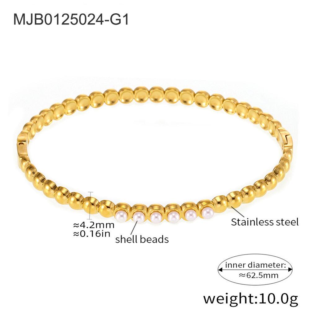 Ready to Ship18K Gold Plated Luxury Zircon Stainless Steel Anti Tarnish Jewelry Bead Fashion Bangle Bracelet for Women