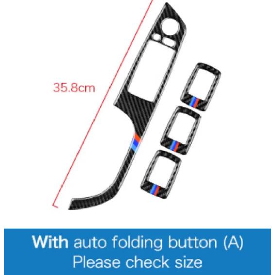 For BMW 3 Series E90 LHD 2005-2012 - Interior Power Window Switch Trim, Real Carbon Fiber Easy Tall Decor