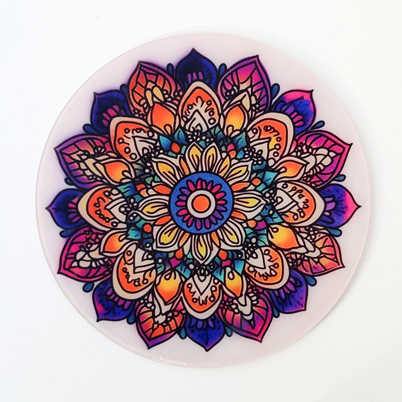 

1 шт. Акриловые подставки с узором мандалы, водонепроницаемые и нескользящие, подставки для чашек, огнеупорная защита для стола, кухонные товары, аксессуары