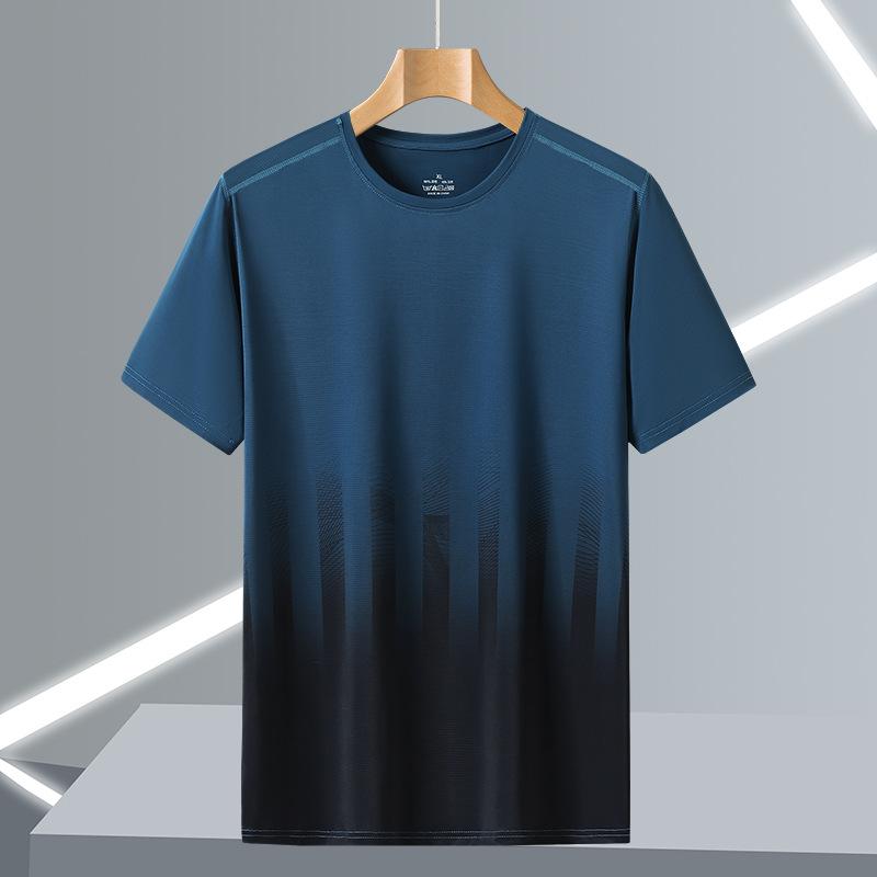 Men's Summer Gradual Round-neck T-shirt Plus Size Loose Casual Trend Short-Sleeve Quick-drying Comfortable Soft T-shirt